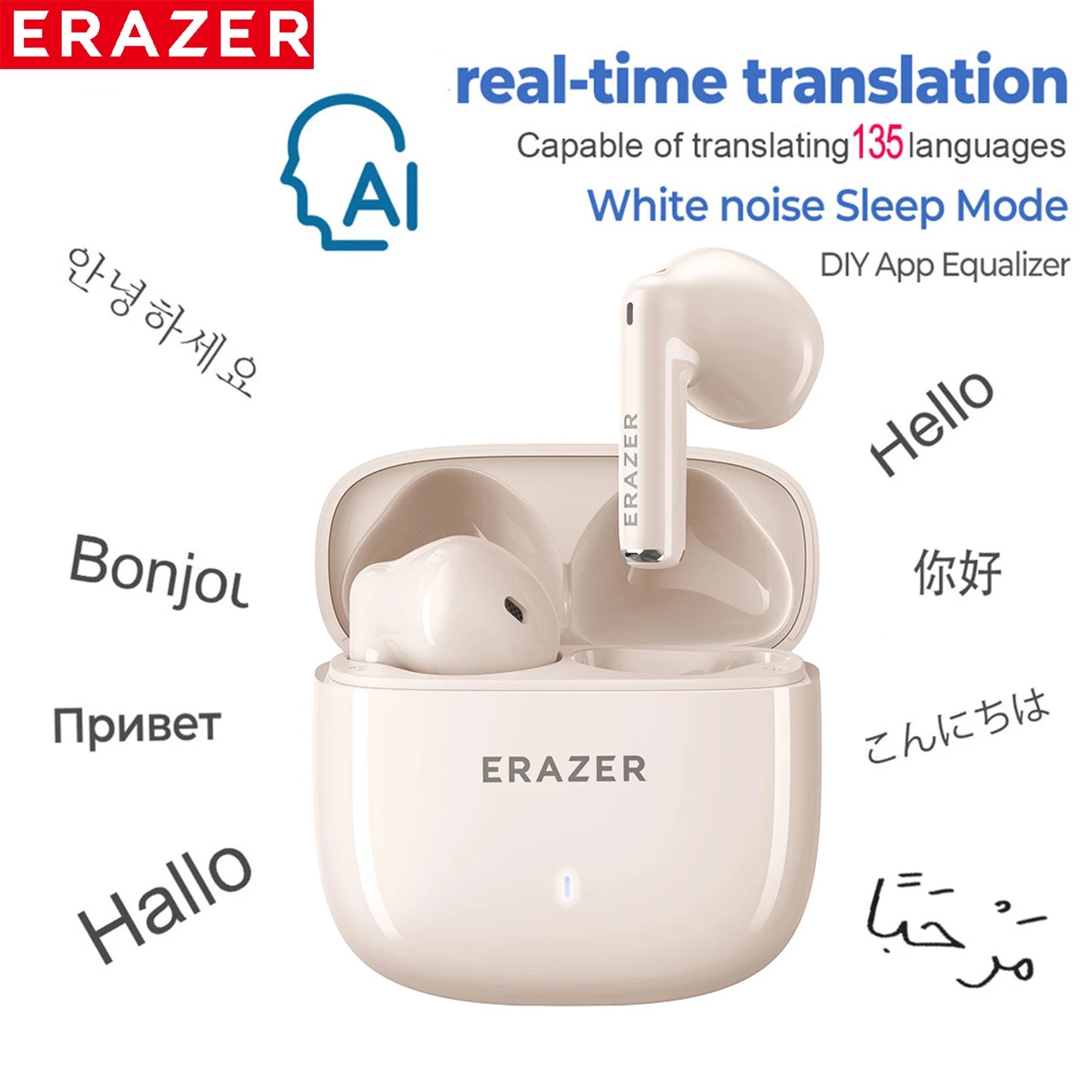 [AI Translator Earphones] Erazer Xt92Pro Bluetooth Earphones Real-Time Translate Earbuds Wireless Headphones for Travel Talking
