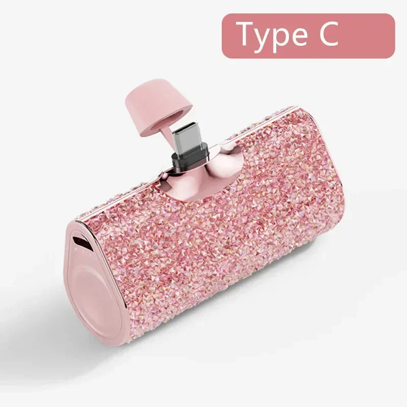 Portable Charger Mobile Power Bank Power Banks Fast Charging Power Bank Shiny Diamond Fashion High Quality 5000Mah