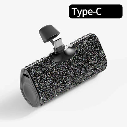 Portable Charger Mobile Power Bank Power Banks Fast Charging Power Bank Shiny Diamond Fashion High Quality 5000Mah