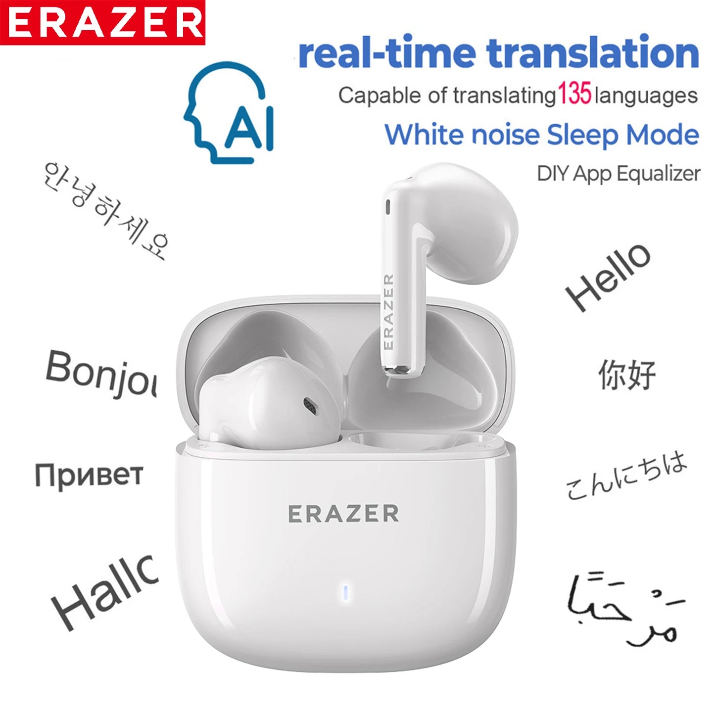 [AI Translator Earphones] Erazer Xt92Pro Bluetooth Earphones Real-Time Translate Earbuds Wireless Headphones for Travel Talking